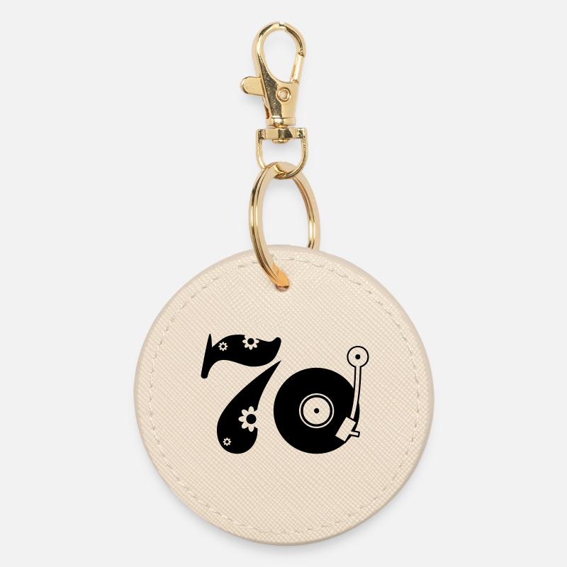 70s Seventy Seventees - Round Keyring - oyster