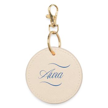 Aura Eleganz Schriftzug - Runder Schlüsselanhänger - Auster - Vorne