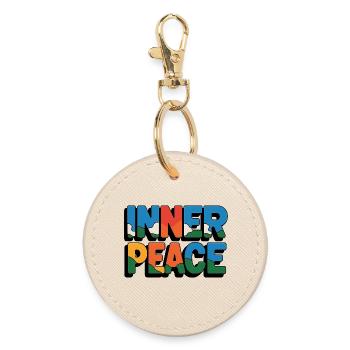 Inner Peace Rainbow Letters - Round Keyring - oyster - Front