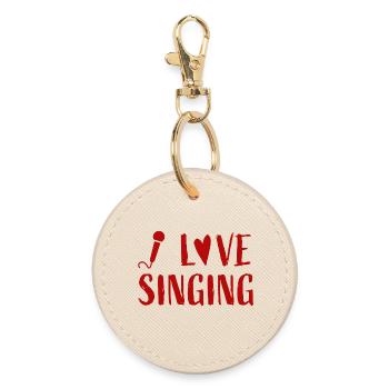 I love singing - Musik Liebe Sänger Musiker - Runder Schlüsselanhänger - Auster - Vorne