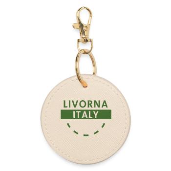Livorna Italy Green Logo - Round Keyring - oyster - Front