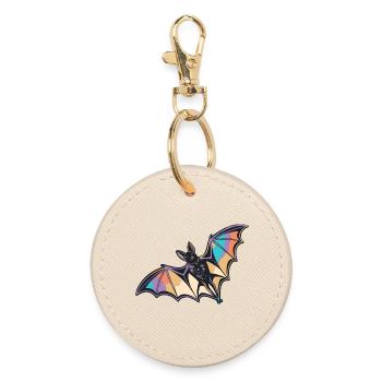 Stylized Rainbow Bat - Round Keyring - oyster - Front