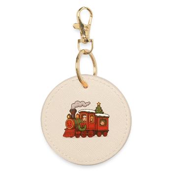 Christmas locomotive in winter - Round Keyring - oyster - Front