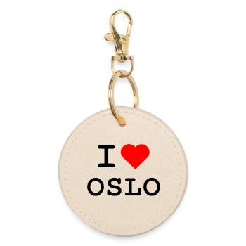 I love Oslo - ich liebe Oslo - Round Keyring - oyster - Front