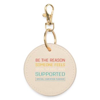 Special Needs School Teacher Special Education Pedagogue - Round Keyring - oyster - Front