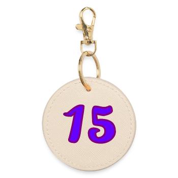 ANNIVERSARY. HAPPY BIRTHDAY. 15 YEARS. 15. 15 YEARS. - Round Keyring - oyster - Front