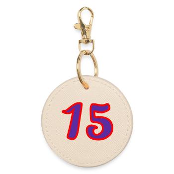 15 YEARS. 15. 15 YEARS. 15th ANNIVERSARY. ANNIVERSARY - Round Keyring - oyster - Front