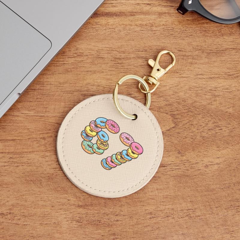 Pastel Donut Stack 67 Pattern Round Keyring