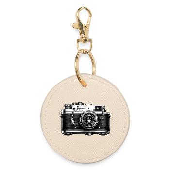 Vintage Camera Sketch - Round Keyring - oyster - Front