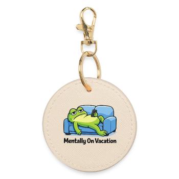 Funny Frog Meme - Round Keyring - oyster - Front