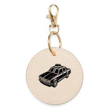Police car - Round Keyring - oyster - Front