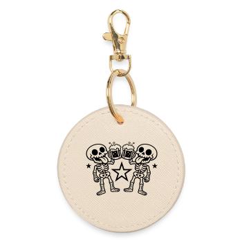 Skeleton Beer Cheers - Round Keyring - oyster - Front