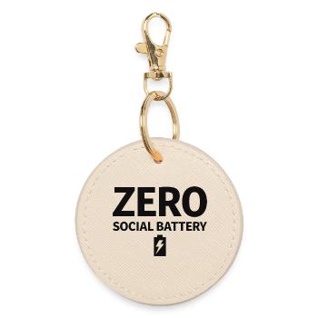  Zero Social Battery Akku Leer Introvertiert - Runder Schlüsselanhänger - Auster - Vorne