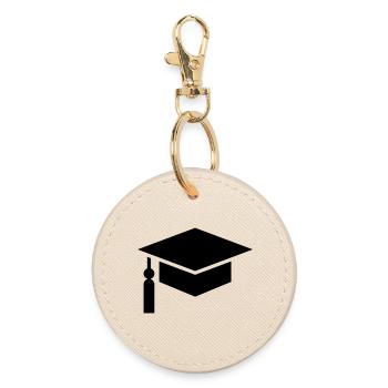 Abi, student, college hat, graduation - Round Keyring - oyster - Front