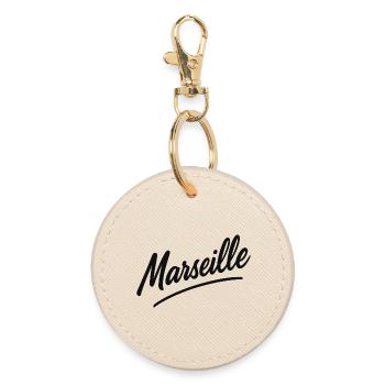 Marseille Script Schwung - Runder Schlüsselanhänger - Auster - Vorne