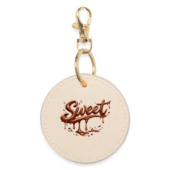 Lettrage chocolat sucré - Porte-clés rond - huître - Devant