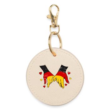 Germany flag holding hands used - Round Keyring - oyster - Front