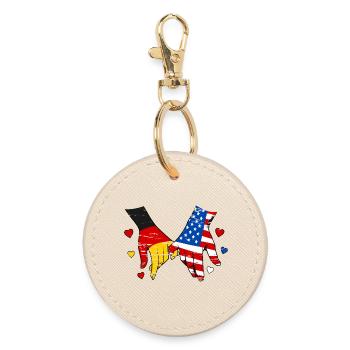 Drapeau allemand des États-Unis se tenant la main utilisé - Porte-clés rond - huître - Devant