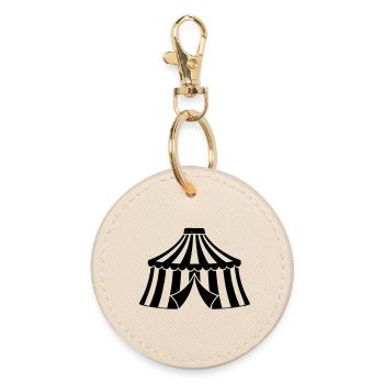 Circus Tent Manege Event Icon - Round Keyring - oyster - Front
