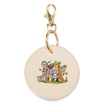 Cute Animals Zoo Party Jungle Zoo Birthday - Round Keyring - oyster - Front