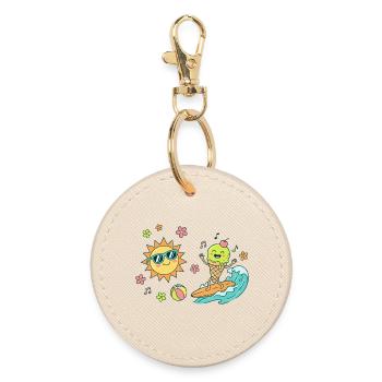 Sonne Surfer Eiscreme Wellen Eiskugel Sommer Spaß - Round Keyring - oyster - Front