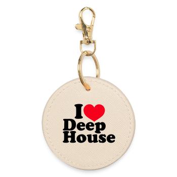 I Love Deep House - Runder Schlüsselanhänger - Auster - Vorne