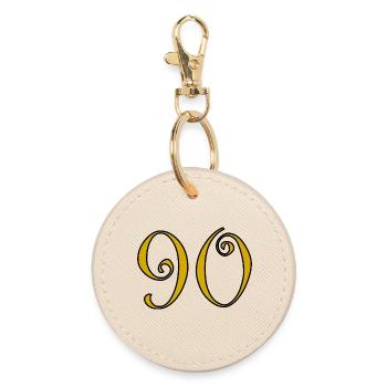 90. 90 JAHRE. 90-JÄHRIGES JUBILÄUM. 90-JÄHRIGES JUBILÄUM. - Runder Schlüsselanhänger - Auster - Vorne