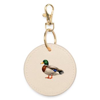 Mallard Duck Male in the Colors of Nature - Round Keyring - oyster - Front
