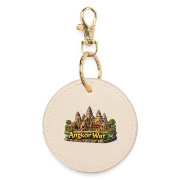 Angkor Wat: Temple complex in sand colors - Round Keyring - oyster - Front