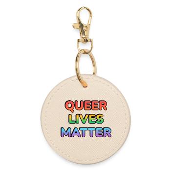 Queer Lives Matter Rainbow - Round Keyring - oyster - Front