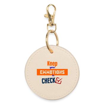 Emotions in balance with check - Round Keyring - oyster - Front