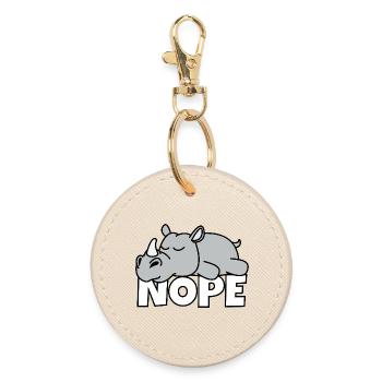 Lazy Rhino Nope Not Today Lazy Safari - Round Keyring - oyster - Front