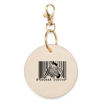 Barcode Zebra - Runder Schlüsselanhänger - Auster - Vorne