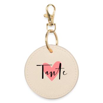 Aunty heart godmother love gift - Round Keyring - oyster - Front