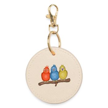 Colorful birds on a branch - Round Keyring - oyster - Front