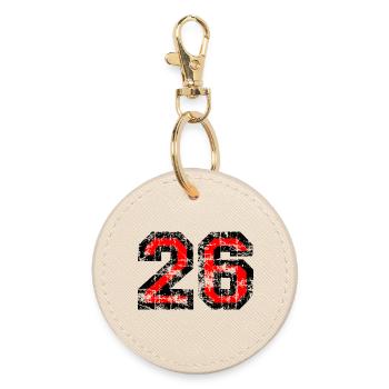 Zahl 26 (Vintage Rot) 26. Geburtstag Nr. 26 - Runder Schlüsselanhänger - Auster - Vorne