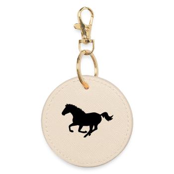 pferd rennen galopp - Runder Schlüsselanhänger - Auster - Vorne