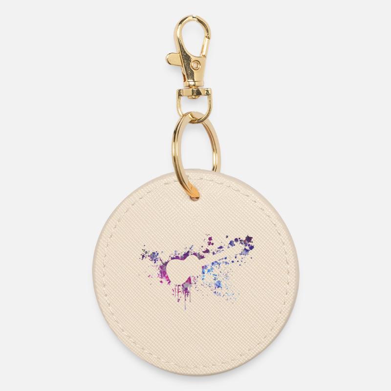 ukulele splash - Round Keyring - oyster