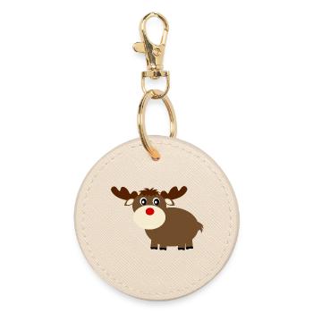 Moose reindeer Christmas ugly Christmas gift - Round Keyring - oyster - Front
