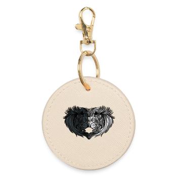 Double lion portrait in black and white - Round Keyring - oyster - Front