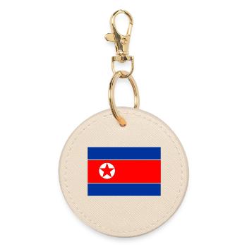 Flag of North Korea logo North Korean flag - Round Keyring - oyster - Front