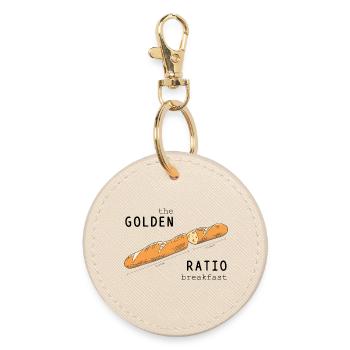 Baguette Goldener Schnitt Frühstück cooler Spruch - Runder Schlüsselanhänger - Auster - Vorne