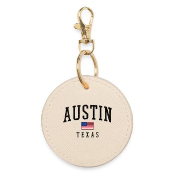 Austin, Texas, motif du drapeau des États-Unis - Porte-clés rond - huître - Devant