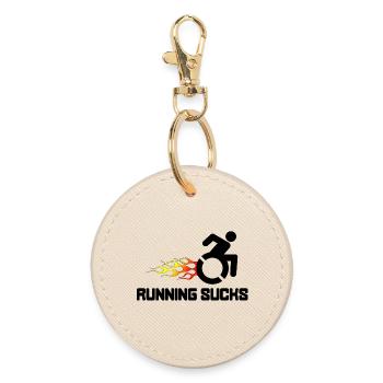 Wheelchair users hate running and jogging* - Round Keyring - oyster - Front