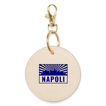 Tampon bleu Napoli Skyline - Porte-clés rond - huître - Devant