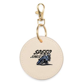 Speed Junkie - Motorrad, Bike, Motorsport - Runder Schlüsselanhänger - Auster - Vorne