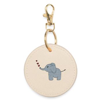 elefant gewebe mit herzen - Runder Schlüsselanhänger - Auster - Vorne