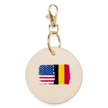 Grunge US Belgique Drapeau Split - Porte-clés rond - huître - Devant