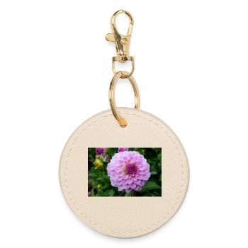 Dahlie pink rosa Blüte ,Blume - Runder Schlüsselanhänger - Auster - Vorne