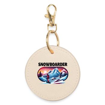 skiing, snowboarding, ski resort, snowboarder - Round Keyring - oyster - Front